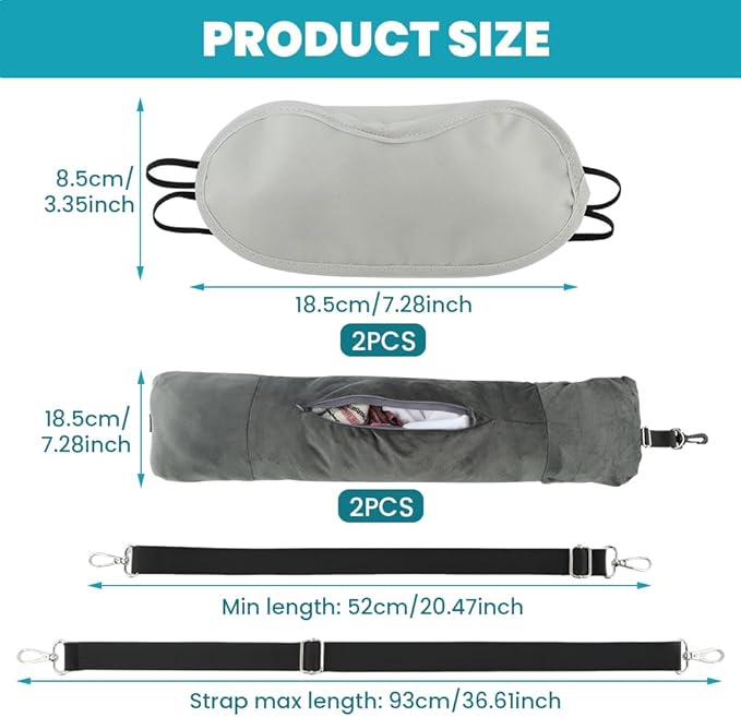 Saycker 2Pcs Stuffable Travel Pillow,Stuffable Neck Pillow for Travel,Fillable Travel Pillow Storage Bag,with 2 Eye Mask,Multiuse Neck Pillow for All Seasons,Travel Essentials,No Filler