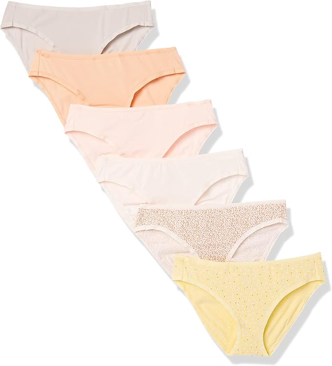 Amazon Essentials Women's Breathable Cotton Bikini Brief Underwear with Full Coverage, Multipacks
