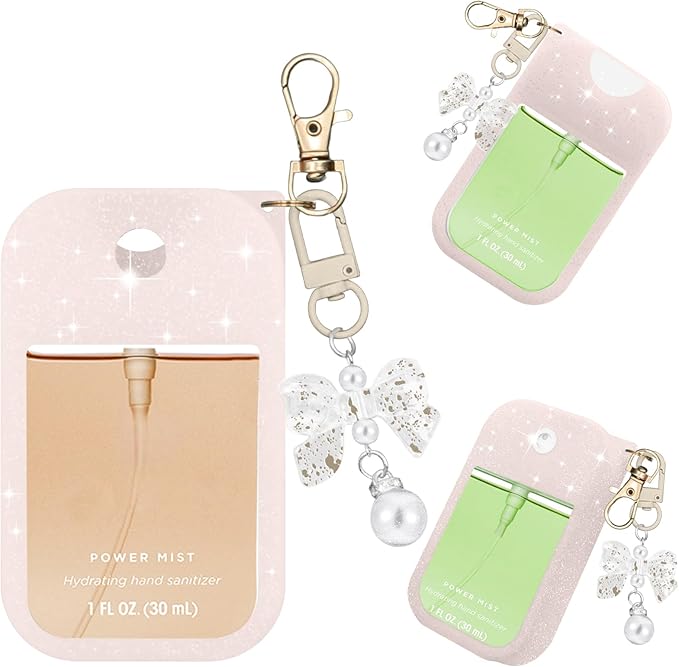Silicone Case Compatible with Touchland Hand Sanitizer Spray Mist 1 oz with Bow Keychain