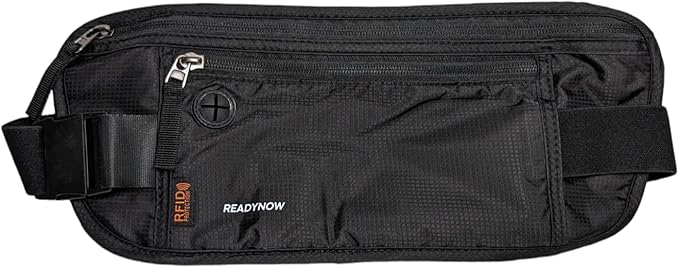 Travel Money Belt with RFID Blocking - Hidden Waist Passport Holder Wallet Pouch for Cash, Phone, Credit Cards, and Documents Protection - 13.5in x 5.75in x 0.3in, Black