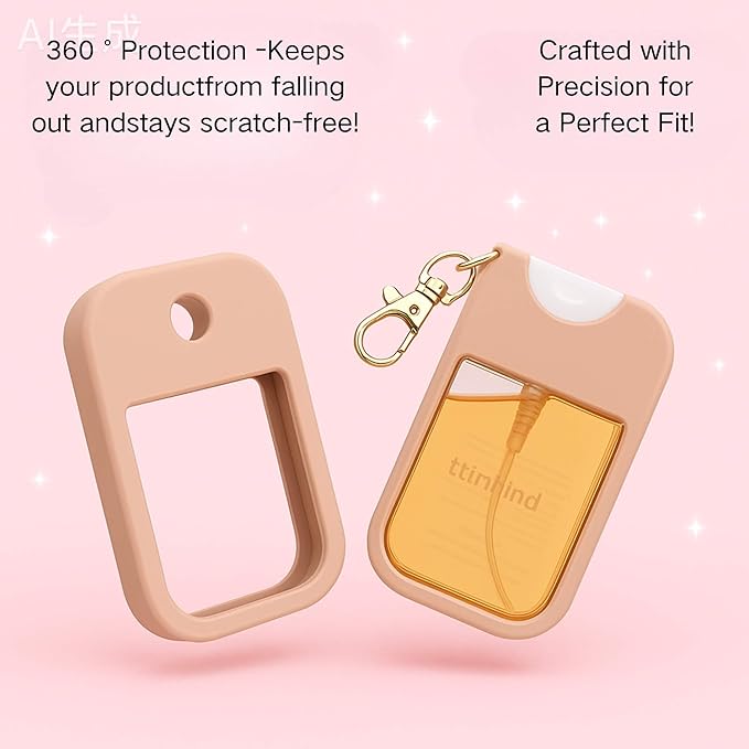 Hand Sanitizer Spray Case with Keychain, Durable Silicone Holder Compatible with Touchland Power Mist & Glow Mist (1 fl oz)