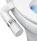 Bidet Attachment for Toilet, Ultra-Slim, Non Electric Dual Nozzle, Fresh Cold Water Spray Sprayer, Bidets Existing Toilets Seat, Baday Beday Badette Bedette, Feminine Rear Wash, Silver White