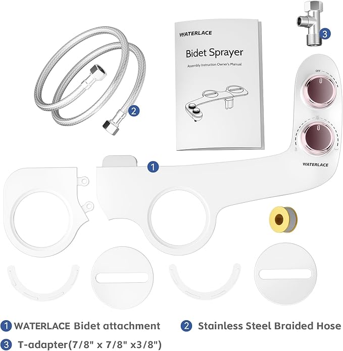 Bidet Attachment for Toilet Seat Water Pressure - Non Electric Bidets Self Cleaning Sprayer - Portable Slim Dual Nozzle Bidet Attachments Toilets - Adjustable Bidets Wash Butt Cleaner for Bathroom