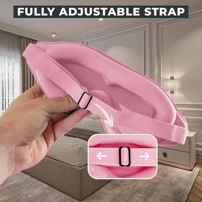 FlyHugz® 3D Travel & Home Sleep Mask|Ultra-Soft, 100% Light-Blocking Eye Mask for Deeper Sleep,Adjustable Strap with Nose Bridge Design|Perfect for Travel and Insomnia