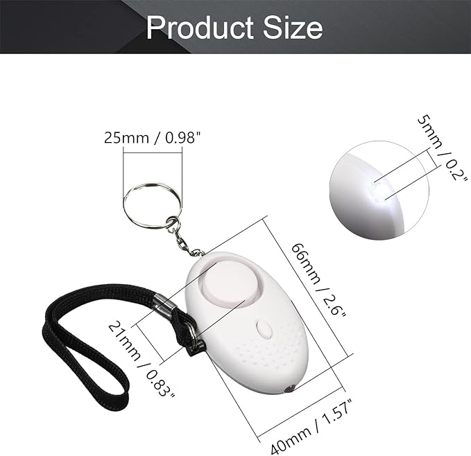 Othmro Safe Sound Personal Alarm 3 Pack 120DB Personal Security Alarm Keychain with LED Lights, Emergency Safety Alarm for Women, Men, Children, Elderly White