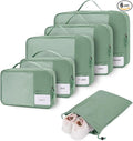 ECOHUB 6 Set Packing Cubes for Travel Durable Suitcase Organizer Bags Set with Personalized Tag Travel Essentials with Shoe Bag Traveling Accessories for Luggage Machine Washable, Green