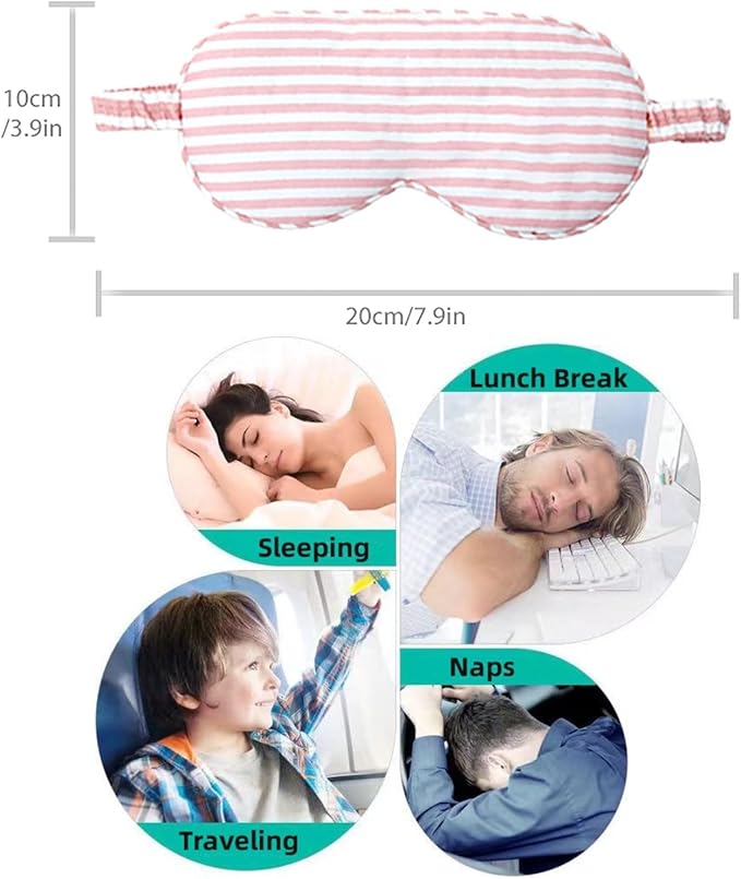 HBHLFZ Sleep Mask 2 Pack - Bamboo Viscose Fiber Sleeping Eye Mask - with Elastic Band/Headband - Comfort Sleeping Shade - for Nighttime Sleeping, Traveling & Napping（Light Pink，Silver）