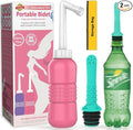2PCS-Pack Portable Bidet for Travel Bidet Bottle+ Green Pocket Cleaner Backpack Camping Bidets , with Water Seal Cap + Storage Bag ,Peri Bottle for Postpartum Essentials
