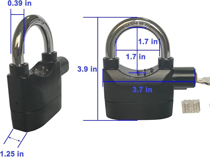 Alarm Lock 110dba Universal Security Alarm Lock System Anti-Theft for Door Motor Bicycle Padlock with 3 Keys (2PCS)