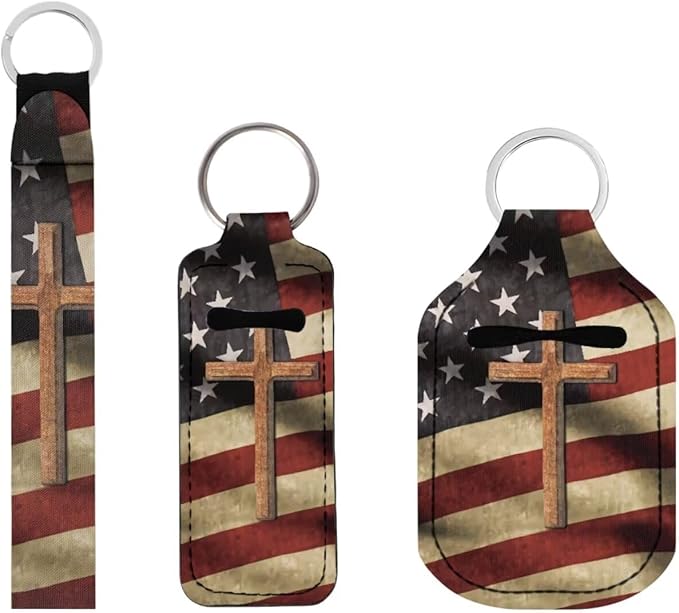 Suobstales 3Pcs Travel Bottles Keychain Holder Set,Travel Bottle Sleeves+Neoprene Chapstick Holders+Lanyard Keychain
