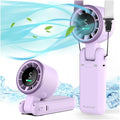 PlayHot Portable Handheld Turbo Fan, 5-Speed Personal Fans, 5000mAh Rechargeable Fans Up to 12 Hours, Weight only 0.6lb Small Fan, Hand/Neck/Desk Fan 3 IN 1, Beach Vacation Essentials(Purple)