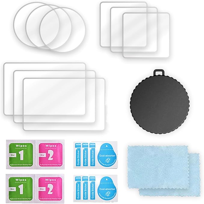 FiTSTILL Tempered Glass Screen Protector with Silicone Lens Cap for DJI Osmo Action 4,Ultra HD 9H Hardness,Scratch Resistant Bubble Free Action 4 Accessories