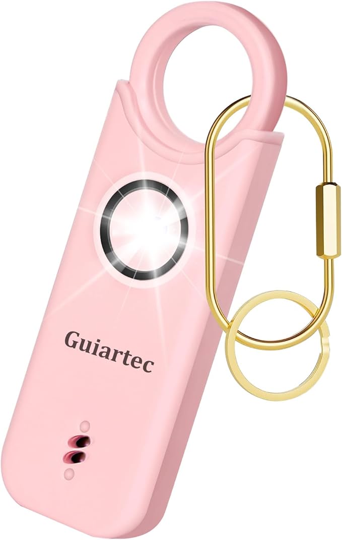 Rechargeable Personal Safety Alarm for Women, 135 dB Loud Self Defense Keychain Siren with LED Strobe Light, Personal Emergency Security Safe Devices Key Chain Alarms for Women Kids Elderly (Pink)