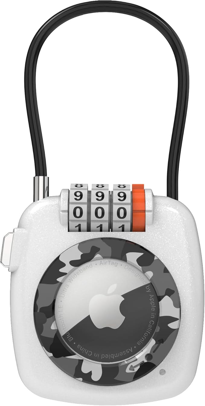 AirTag Holder for Luggage Lock, Compatible with Apple Air Tag Holder, Combination Lock AirTag Cases for Suitcase, Backpack, Locker, Kids Travel Essentials, Cable Locking GPS Tracker Case