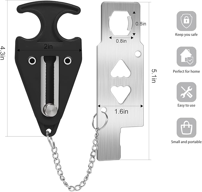 Portable Door Lock for Travel Lock Home Security Door Latch in Prevent Unauthorized Entry School Apartment Hotel(Black)