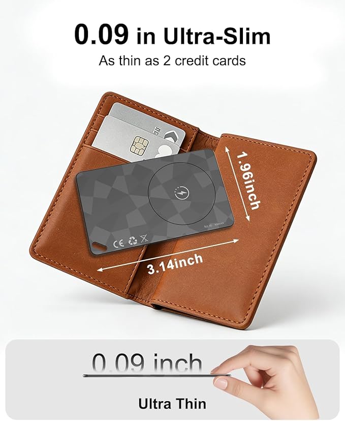 (2 Pack) 2026 Wallet Tracker Card (iOS and Android) Slim Tracking Card, 6-12 Years Battery Bluetooth Smart Card, Work with Apple Find My & Google Find Hub, GPS Locator for Passports, Keys, Backpack