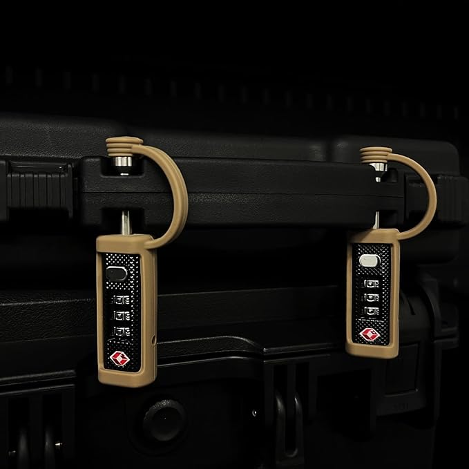 LAFENLIN 4-Pack TSA-Approved Gun Case Locks for Secure Firearm Transport & Storage, Cut-Proof Heavy Duty Padlocks Fit Gun, Rifle, Handgun, & Pistol Travel Cases, Tan