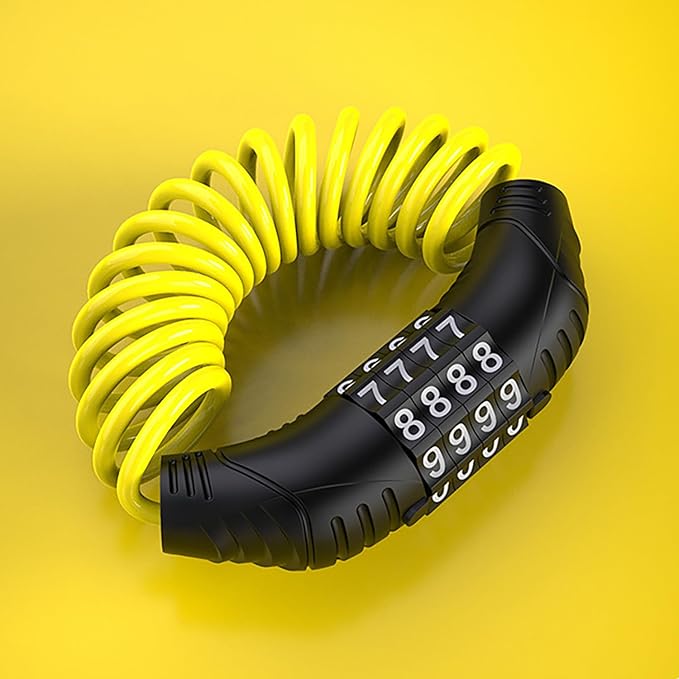 Windance 2pcs Motorcycle Helmet Lock Cable, Anti-Theft Retractable Luggage Lock with 4 Digit Password Combination Security Lock (Black+Yellow)