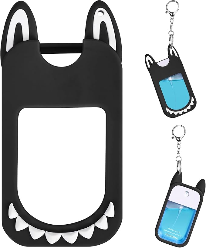 Silicone Case Compatible with TOUCHLAND 30ml/1oz Hand Sanitizer Spray, Vibrant Colors, Cute Style (Black)