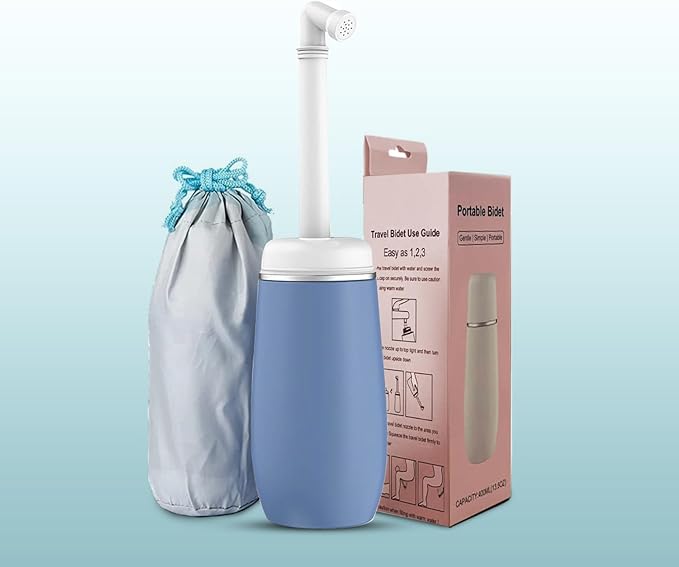 Portable Bidet for Travel - Friendly Handheld Personal - Peri Bottle - with 400ml Capacity, Convenient & Leakproof Design for Personal Hygiene Cleaning - Portable Bidet for Women and Men. (Blue)