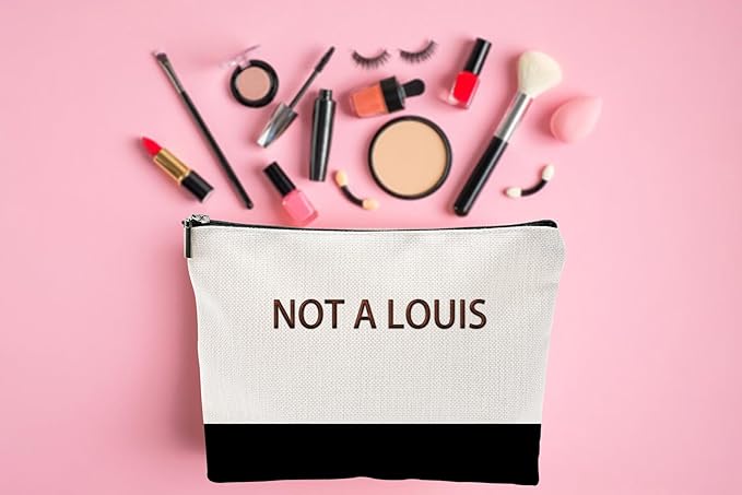 ZUYUROU Funny Makeup Bag for Women - NOT A LOUIS Sarcastic Quote Pouch - Trendy Two-Tone Canvas Cosmetic Organizer - Humorous Gag Gift for Best Friend, Travel, and Daily Use