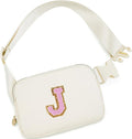 Uygafly Personalized Belt Bag for Women Girls - Fashion Mini Waist Packs with Adjustable Strap - Trendy Travel Fanny Pack Crossbody Bags with Initial Letter - Teen Gifts | Cream,J