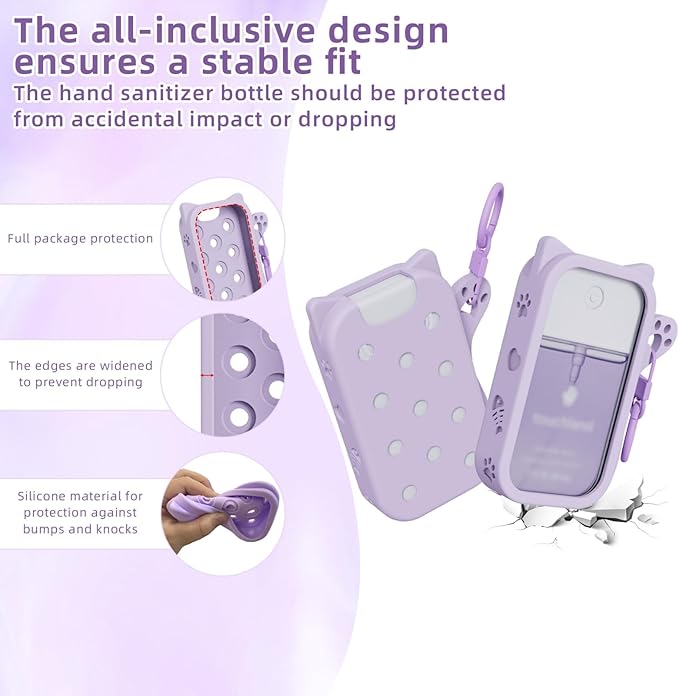 Hand Sanitizer Case with 30 Charms and 1 Keychain for Touchland, Compatible with Power Mist 1 FL Oz/30ML, Croc-Style Touchland Holder (Pink Case Food Charms)