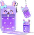 Bunny Silicone Case for Touchland Hand Sanitizer Spray with Keychain Holder, Compatible with Power Mist & Glow Mist 1 FL Oz/30ML for Touchland Case, Easter Cute Travel Cover Sleeve Purple