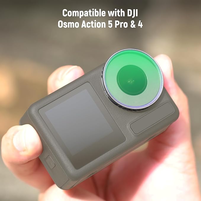 NEEWER Adjustable CPL Filter Compatible with DJI Osmo Action 5 Pro & Action 4, Screw On Circular Polarizing Lens Filter Multicoated HD Optical Glass Slim Frame Action Camera Accessories, FL-N49