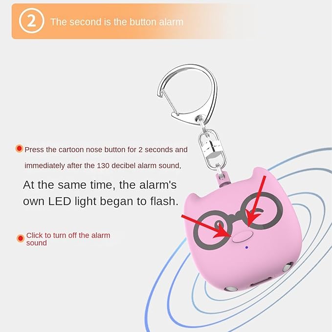Genérico Personal Safety Devices, with Light, Cute and Portable Keychain | Mode, Attractive and Portable Design, for Men, Women, Older Travel, Camping, Hiking, Climbing to the Air