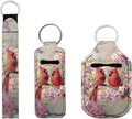 Suobstales 3Pcs Travel Bottles Keychain Holder Set,Travel Bottle Sleeves+Neoprene Chapstick Holders+Lanyard Keychain
