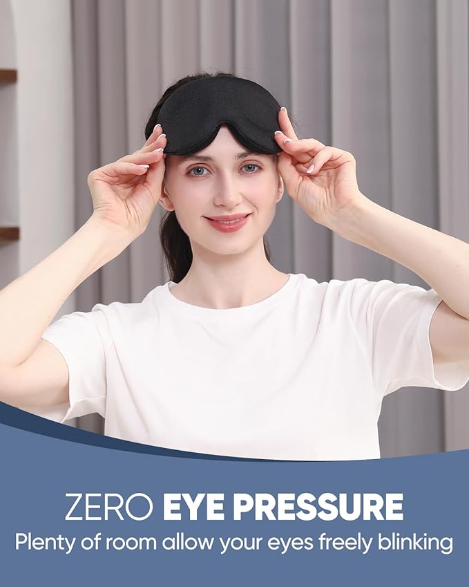 MZOO Luxury Sleep Mask for Back, Side Sleeper, Complete Light Blocking Sleeping Eye Mask Night Blindfold, 3D Zero Pressure & Lash Friendly, Breathable Soft Eye Cover Flight Nap Travel