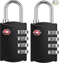 ZHEGE Travel Locks, TSA Approved Locks for Luggage, Baggage, 4 Digit Combination Zipper Padlocks for Backpack, Tent, Gym Locker (2 Pack, Black)