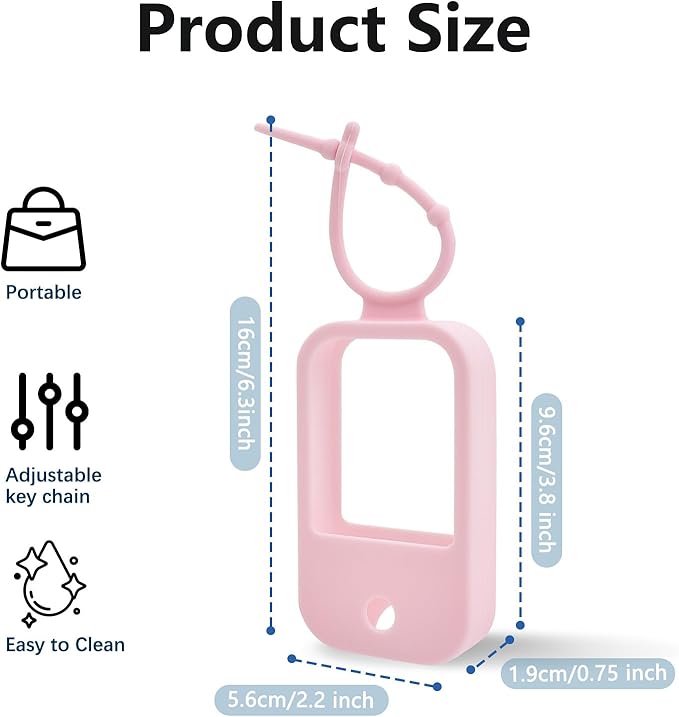 3Pcs Silicone Case for Touchland Hand Sanitizer Spray Protective Case with Keychain, Travel Size Hand Sanitizer