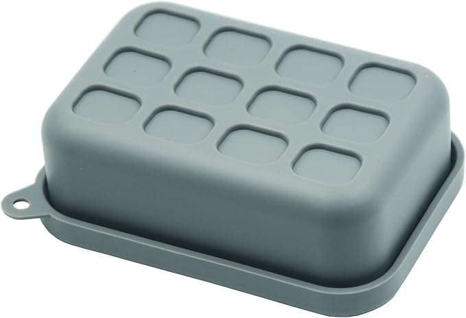 Leakproof Silicone Travel Soap Case,Portable Soap Box with Draining Layer for Shower,Bathroom,Camping,Hiking,Gym (Gray)