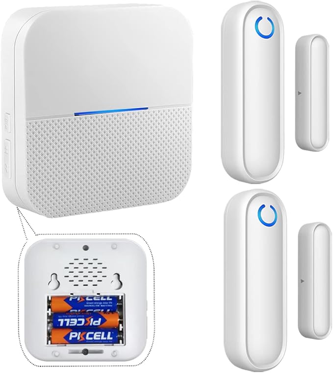 Portable Caregiver Pager Door Alarms for Dementia Patients/Kids Safety/Home Security,Door Sensor Alarm for Elderly/Business/Home/Store/Mailbox (2 Sensor 1 Portable Receiver)