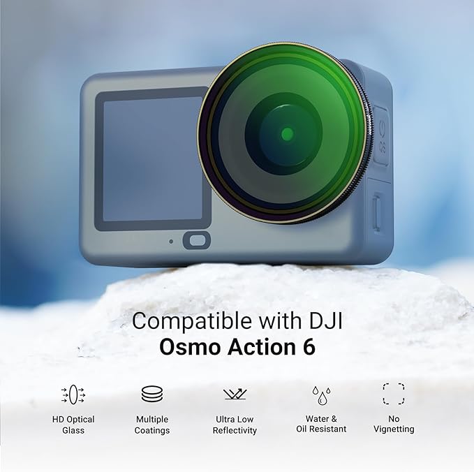 NEEWER CPL Filter Compatible with DJI Osmo Action 6 Only, Snap On Multicoated HD Adjustable Circular Polarizing Polarizer Action Camera Photography Accessories, FL-B42