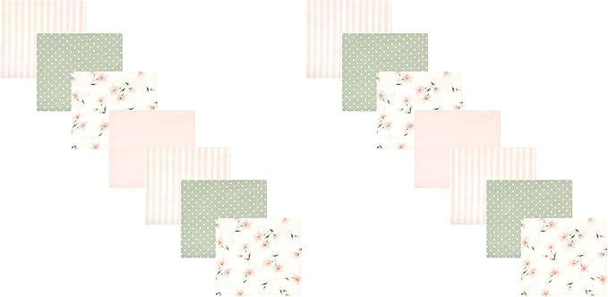 Hudson Baby Unisex Baby Cotton Flannel Receiving Blankets Bundle, Pink Dainty Floral, One Size (Pack of 2)