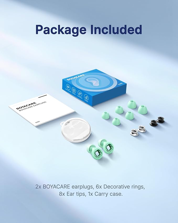 Ear Plugs for Sleeping Noise Cancelling, 45dB Reusable Earplugs for Noise Reduction, Hearing Protection Ear Plugs with 8 Ear Tips, Soft Silicone Earplugs for Sleep, Concerts, Snoring, Study (Green)
