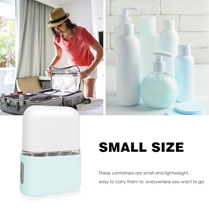Songaa 4 in 1 Travel Containers - Leak Proof Refillable Plastic Bottles for Toiletries, Shampoo & Conditioner - Blue