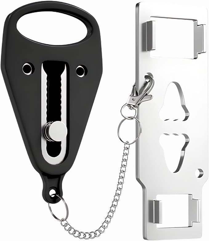 Portable Door Lock for Travel – Hotel Door Locks for Travelers Security – Door Safety Lock from Inside for Home & Apartment – Travel Locks for Hotel Rooms – (Black)