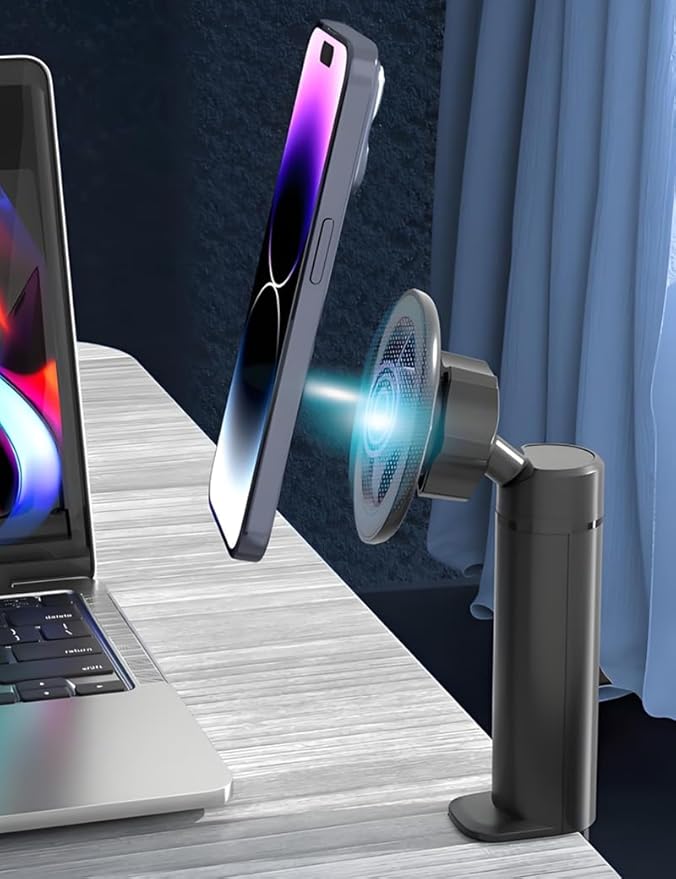 ARFUKA Magnetic Phone Holder Mount for Airplane Travel - Adjustable 360° Rotation, Hands-Free Desktop Mount & Phone Stand (Home Office & Airplane Travel Essentials)