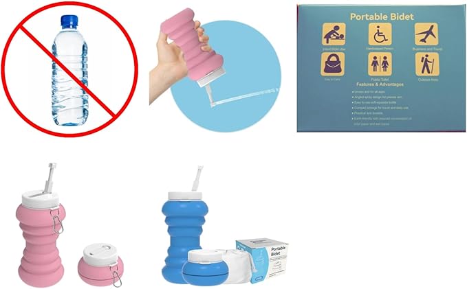 Collapsible Bidet: Perfect for Camping, Travel, and Backpackers. Beneficial for Postpartum Care. Eliminates The Need for a Plastic Water Bottle for istinja (perineal Hygiene). شطاف السفر