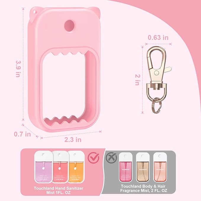 Hand Sanitizer Spray Case for Touchland Silicone Touchland Case Keychain Cute Hand Sanitizer Holder Keychain Compatible with Touch land Power Mist Gentle/Glow Mist