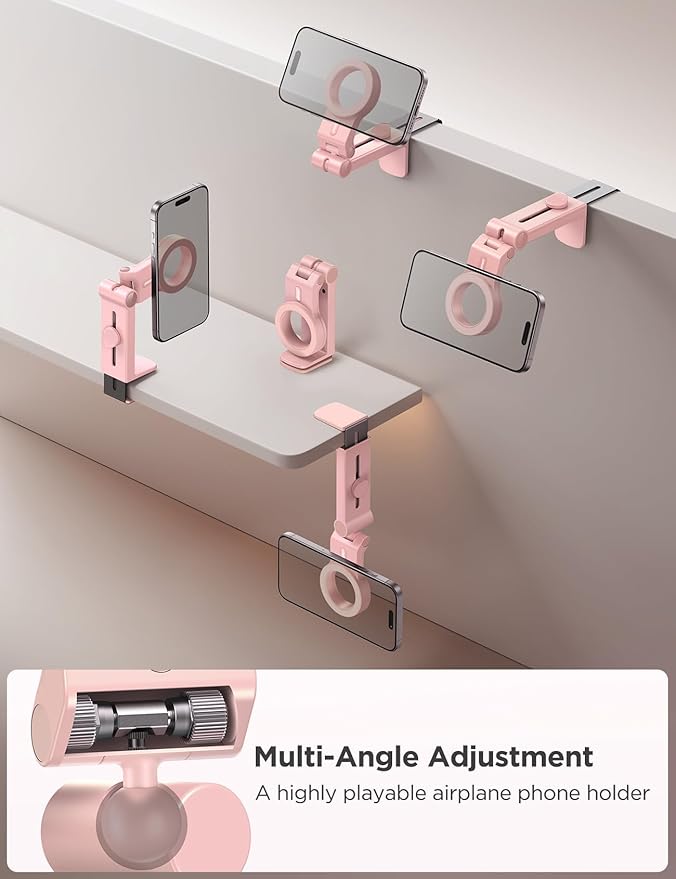 JOYROOM for Magsafe Airplane Phone Holder Travel Essentials, [Flexible Rotation] Hands-Free Plane Phone Hount, Airplane Travel Essentials for iPhone 15 Pro Max 14 13 12 Series