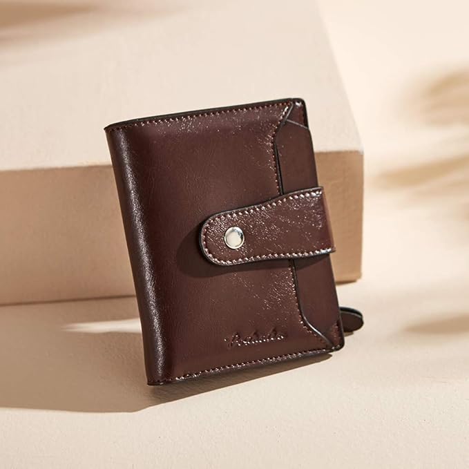 BOSTANTEN Women Leather Wallet RFID Blocking Small Bifold Zipper Pocket Wallet Card Case Purse with ID Window