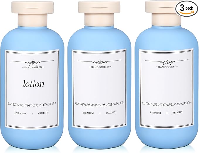 3 PACK Travel Shampoo Bottle, Empty Plastic Squeeze Bottles 6.8oz with Flip Cap, Lotion Container for Toiletries Travel Size Shampoo and Conditioner