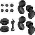 Jayine 2 Pairs Ear Plugs for Sleeping, Soft Full Silicone Ear Plugs for Noise Reduction 25dB, Reusable Hearing Protection Earplugs for Concert, Focus, Noise Sensitivity, 8 Ear Tips in S/M/L - Black