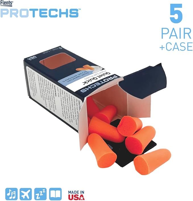 Flents Ear Plugs, 5 Pair with Case, Ear Plugs for Sleeping, Snoring, Loud Noise, Traveling, Concerts, Construction, & Studying, NRR 30 (Pack of 12)