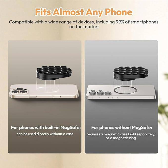 Double-Sided Suction & Magnetic Phone Holder, 3-in-1 Suction Magnetic Phone Holder, 360° Rotatable Phone Tripod Mount Magnetic Gym Phone Holder for Car, Mirror, Gym, Kitchen